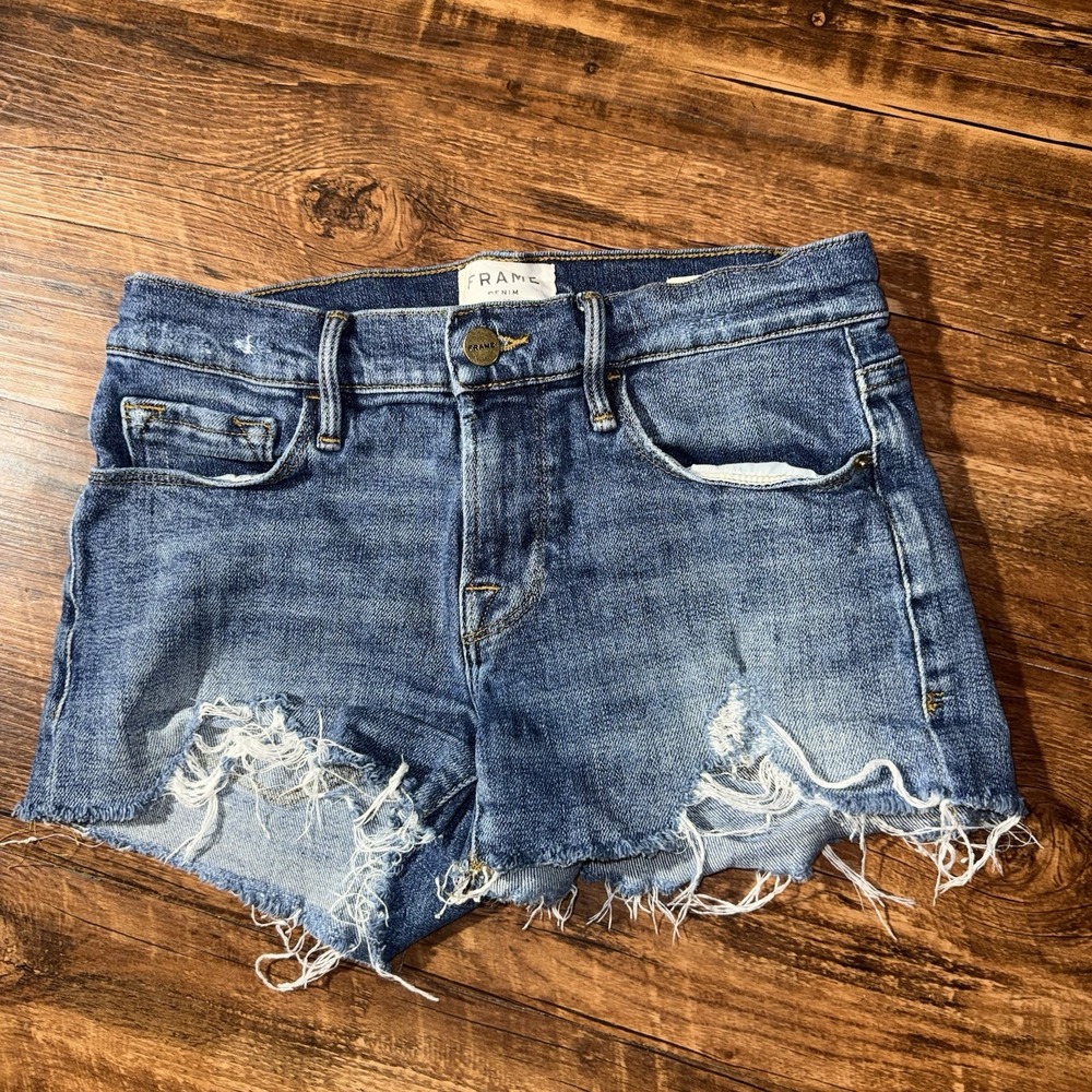 Frame Le Cutoff Distressed Cutoff Denim Shorts Women's Size 24
